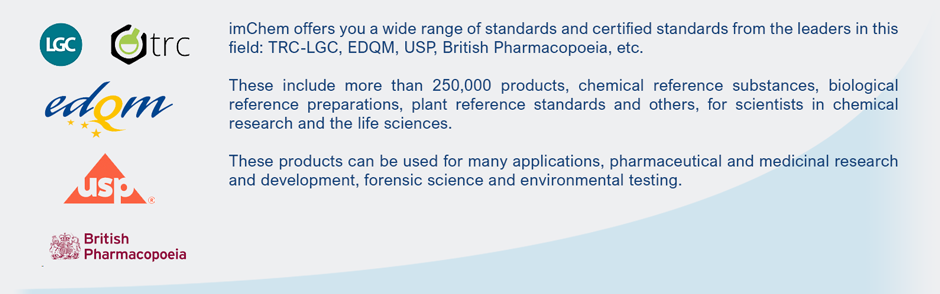 TRC/LGC, EDQM, USP et British Pharmacopeia logos 